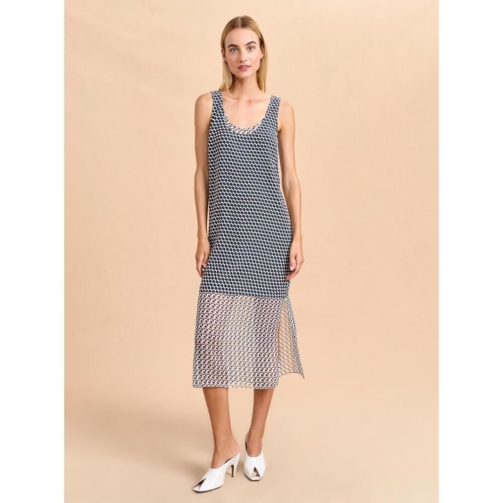 La Ligne silk Claudette Dress in Mavy/Ivory Muiti Small - Picture 3 of 10